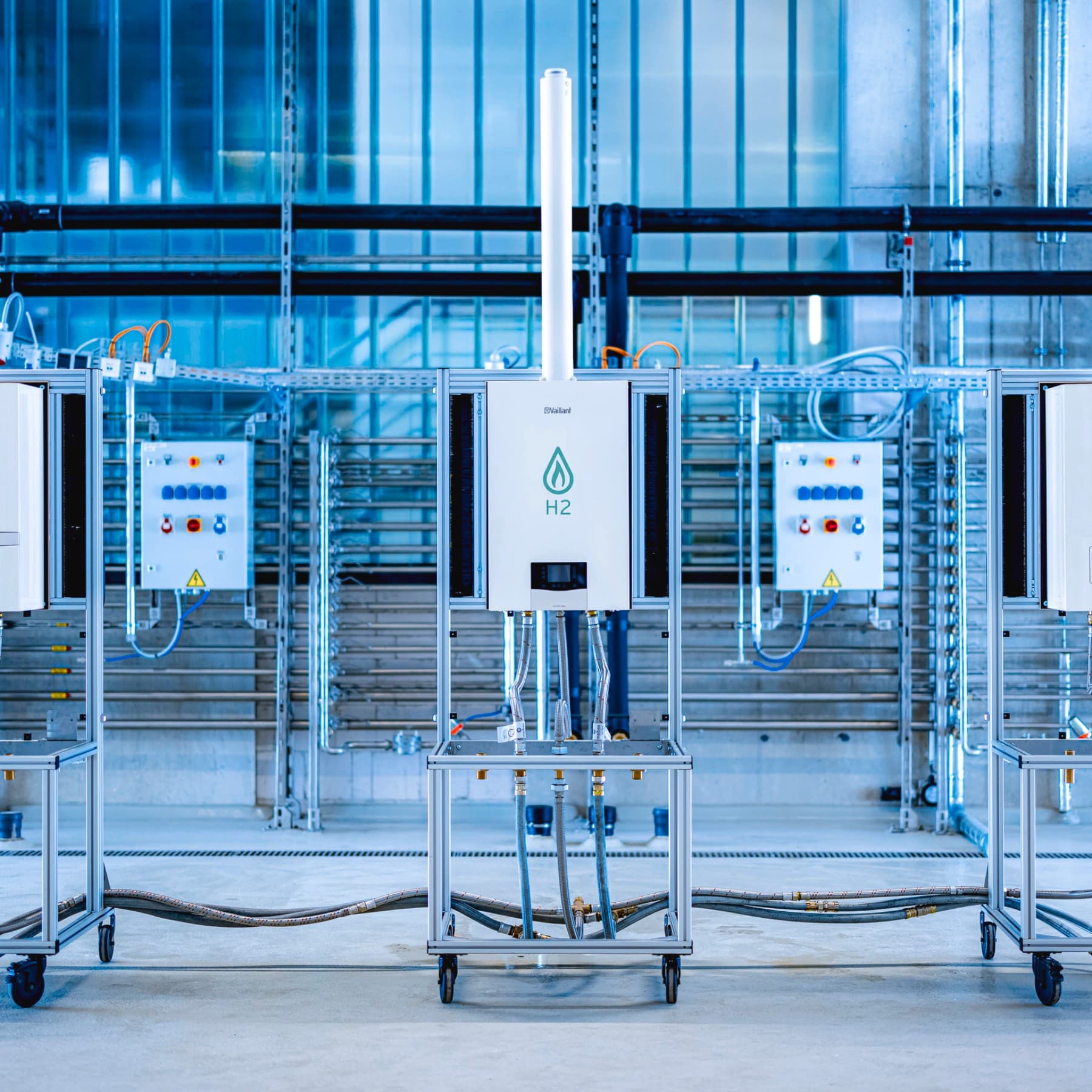 Hydrogen boiler in a test center