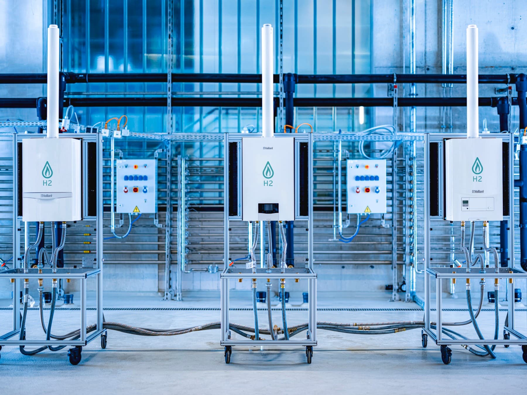 Hydrogen boiler in a test environment