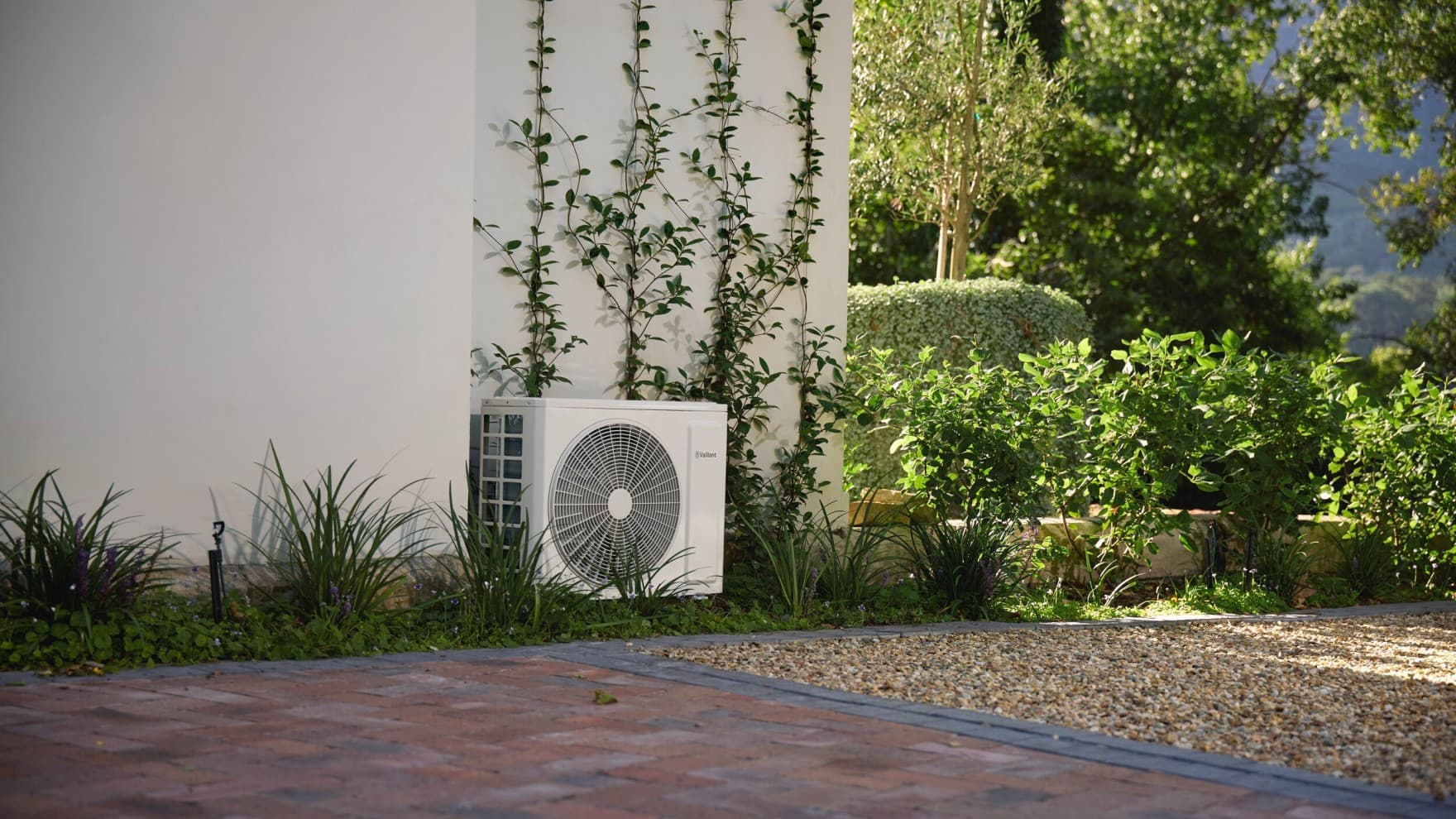 Air-to-air heat pump in the garden