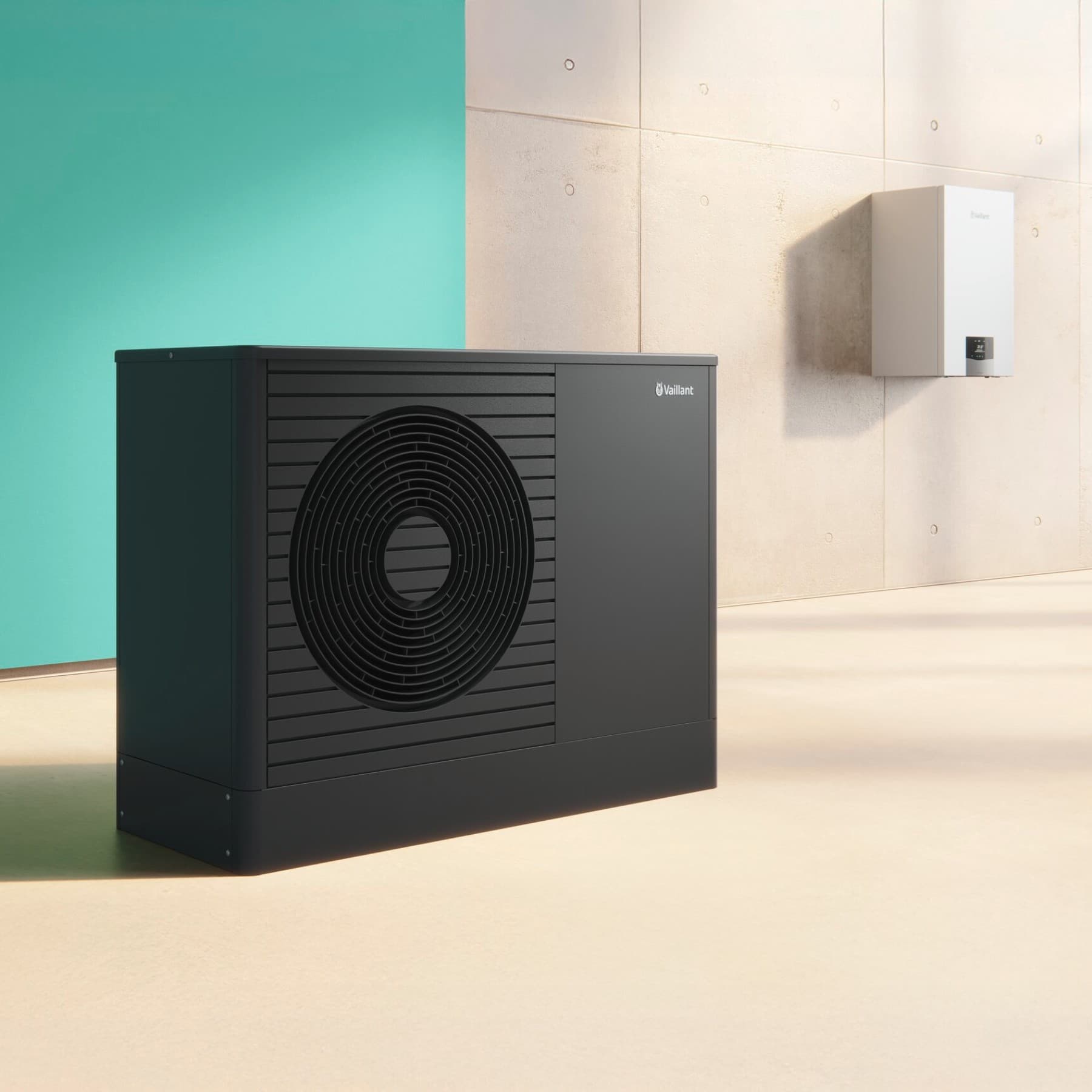 Système de chauffage hybride comprenant la pompe à chaleur aroTHERM plus et la chaudière à condensation au gaz ecoTEC plus