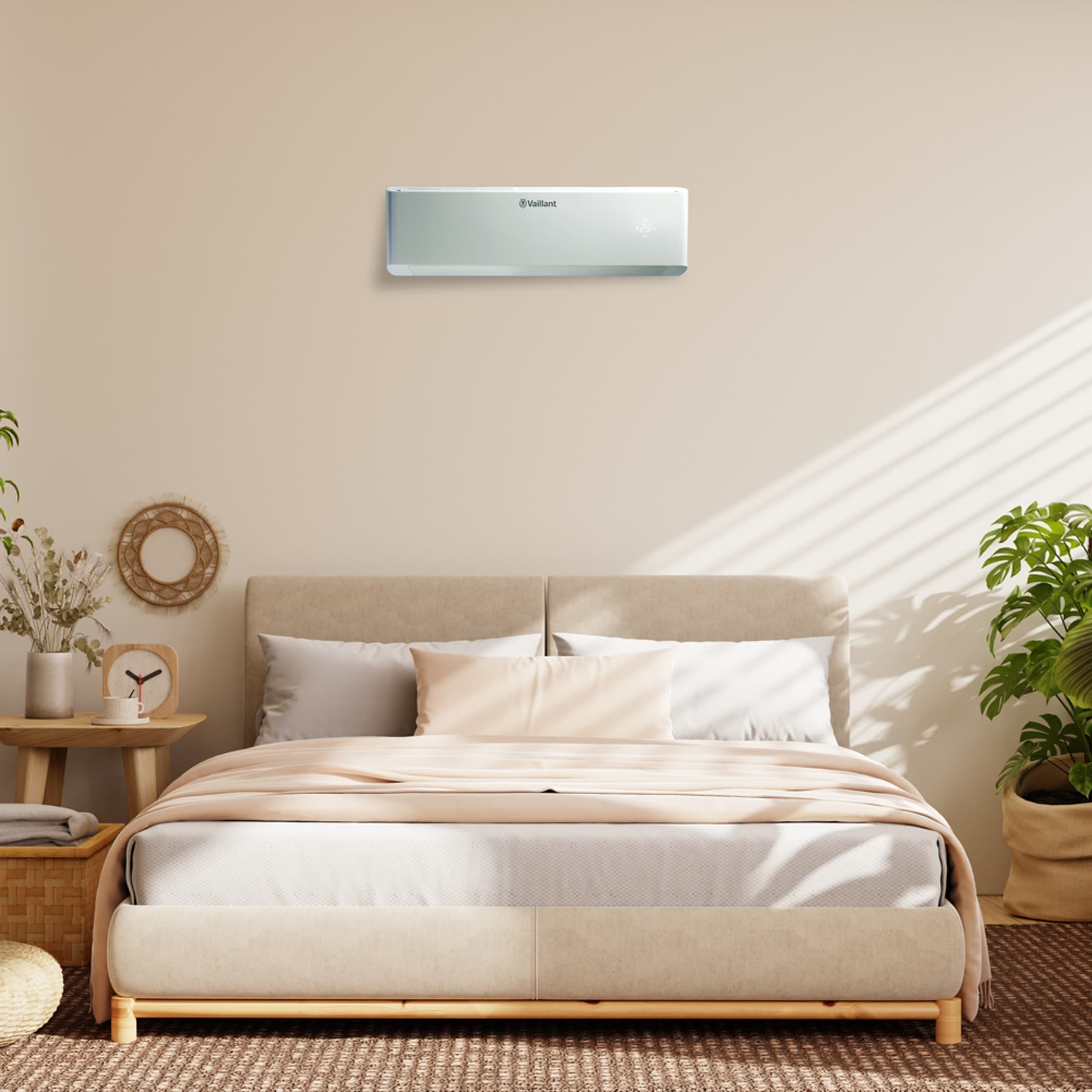 Bedroom with an air-to-air heat pump