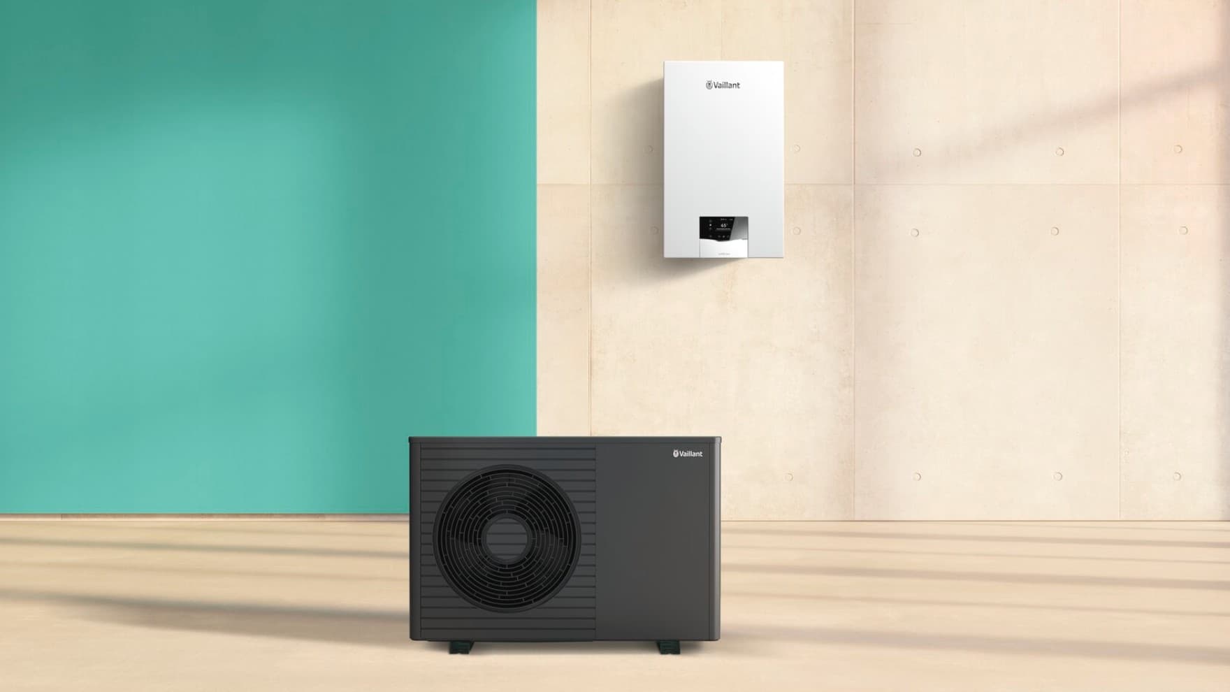 Hybrid heating system with aroTHERM plus heat pump and ecoTEC plus gas boiler