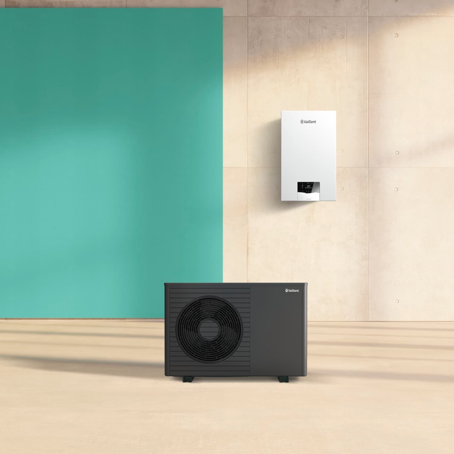 Hybrid system with the aroTHERM plus heat pump and ecoTEC plus gas condensing boiler