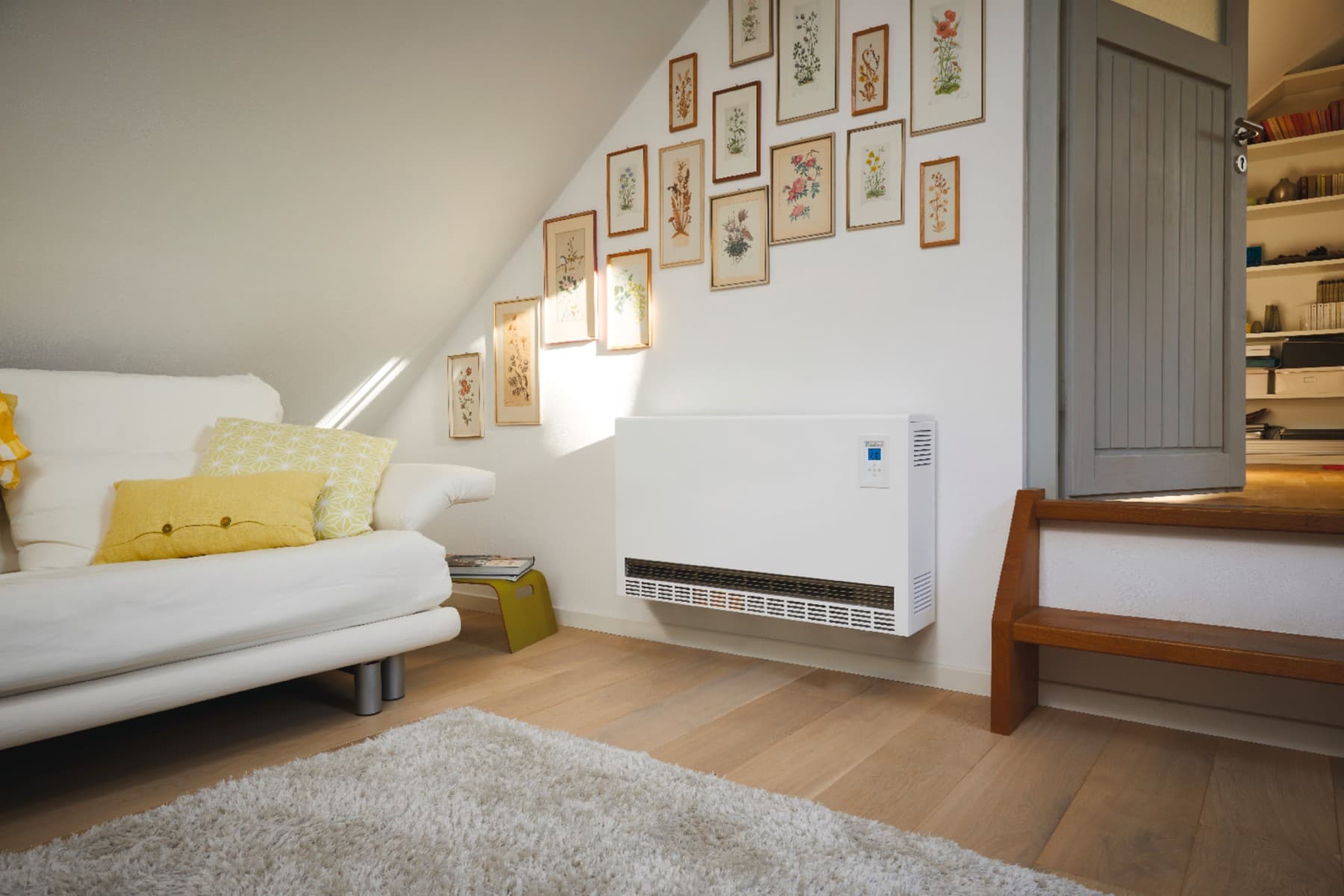 Middle-aged couple in front of heat pump