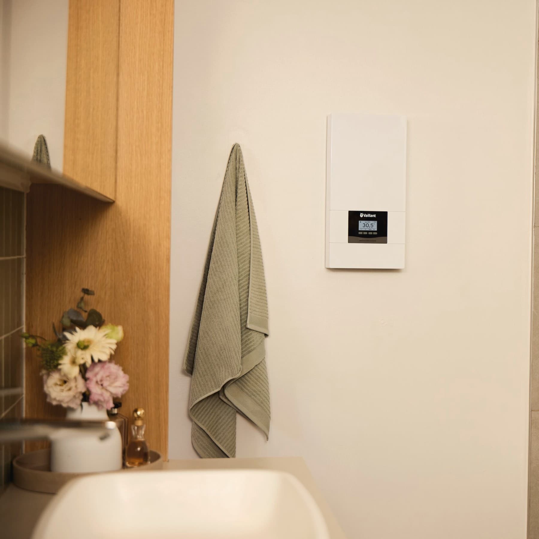 Instantaneous water heater in bathroom