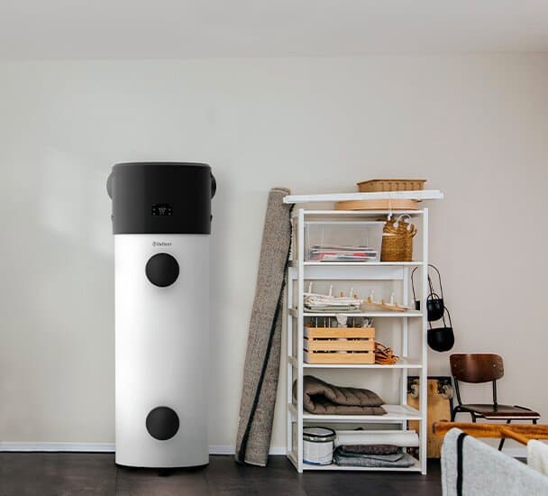 aroSTOR plus DWH heat pump in a utility room
