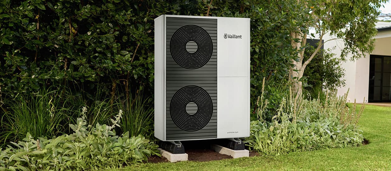 aroTHERM Split air-source heat pump in a garden