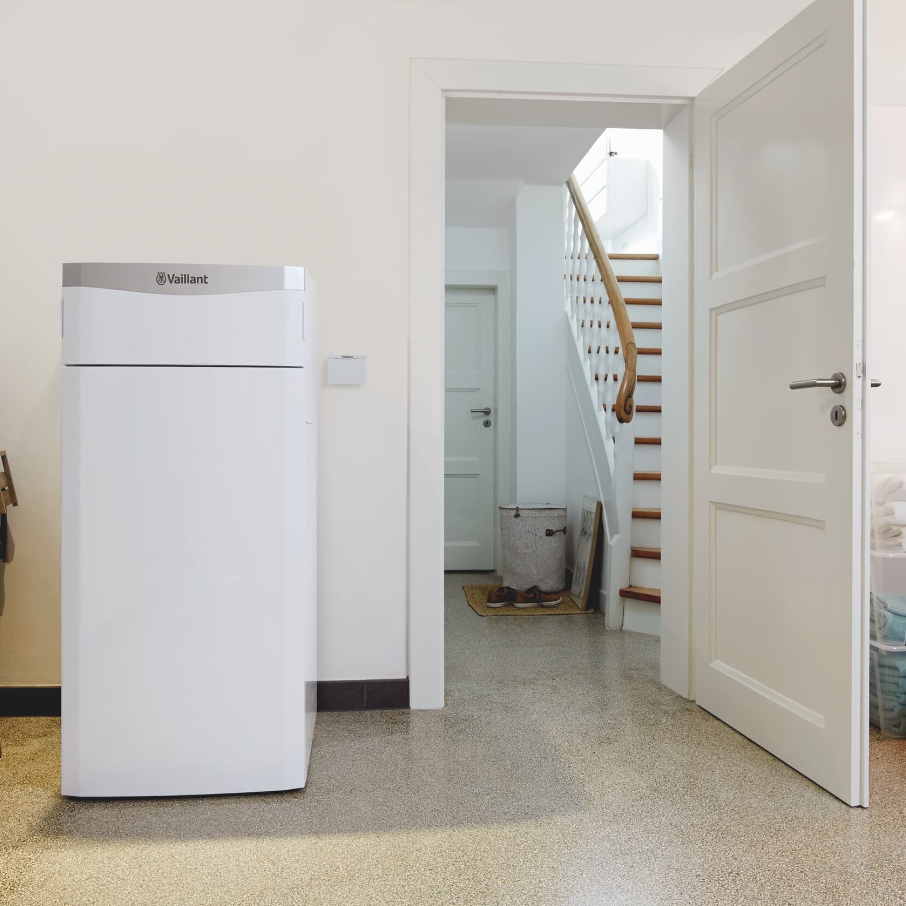 Heat pump in a utility room