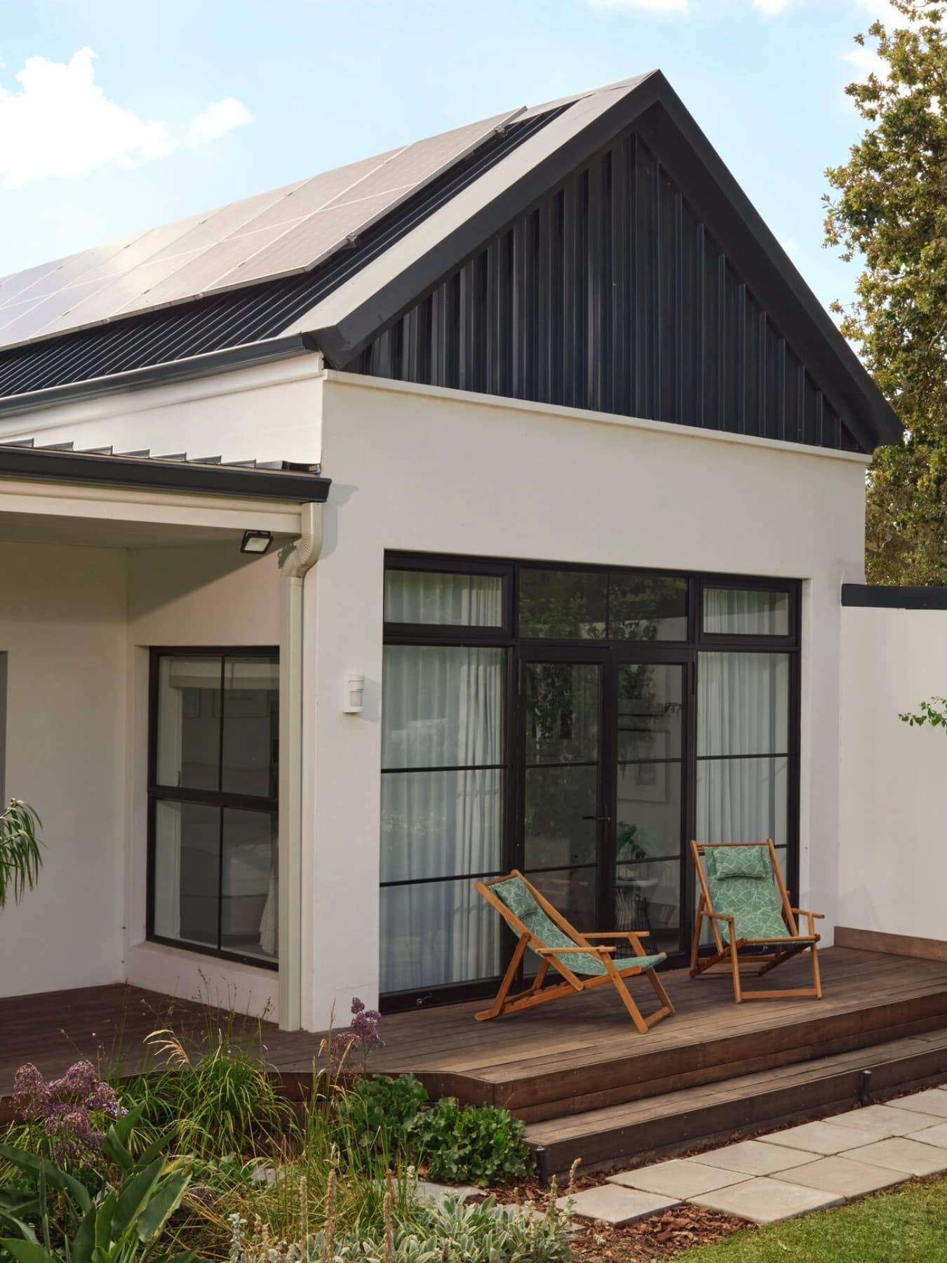 House with photovoltaic panels on the roof