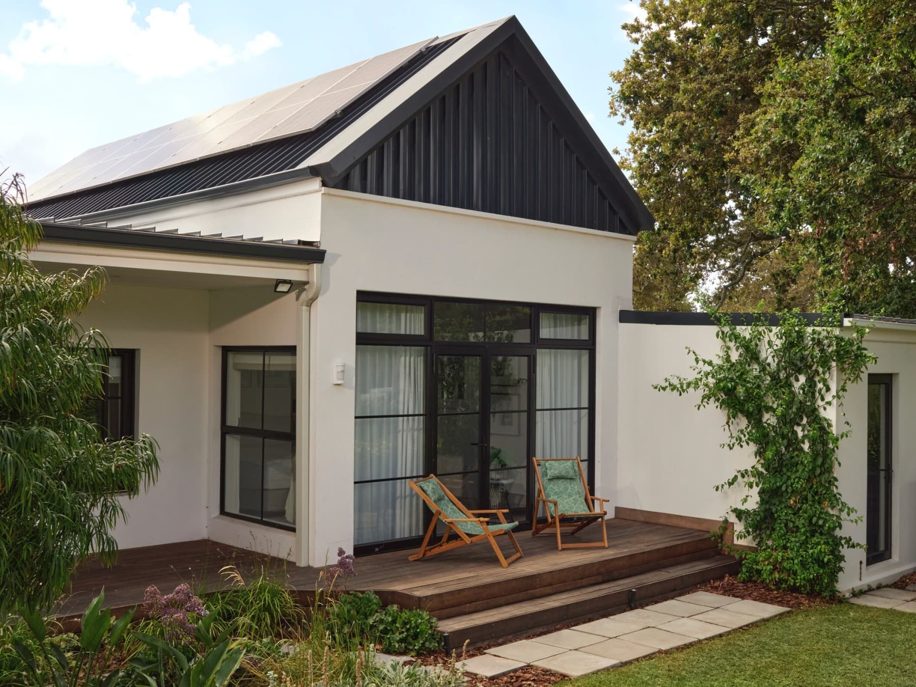House with photovoltaic panels on the roof