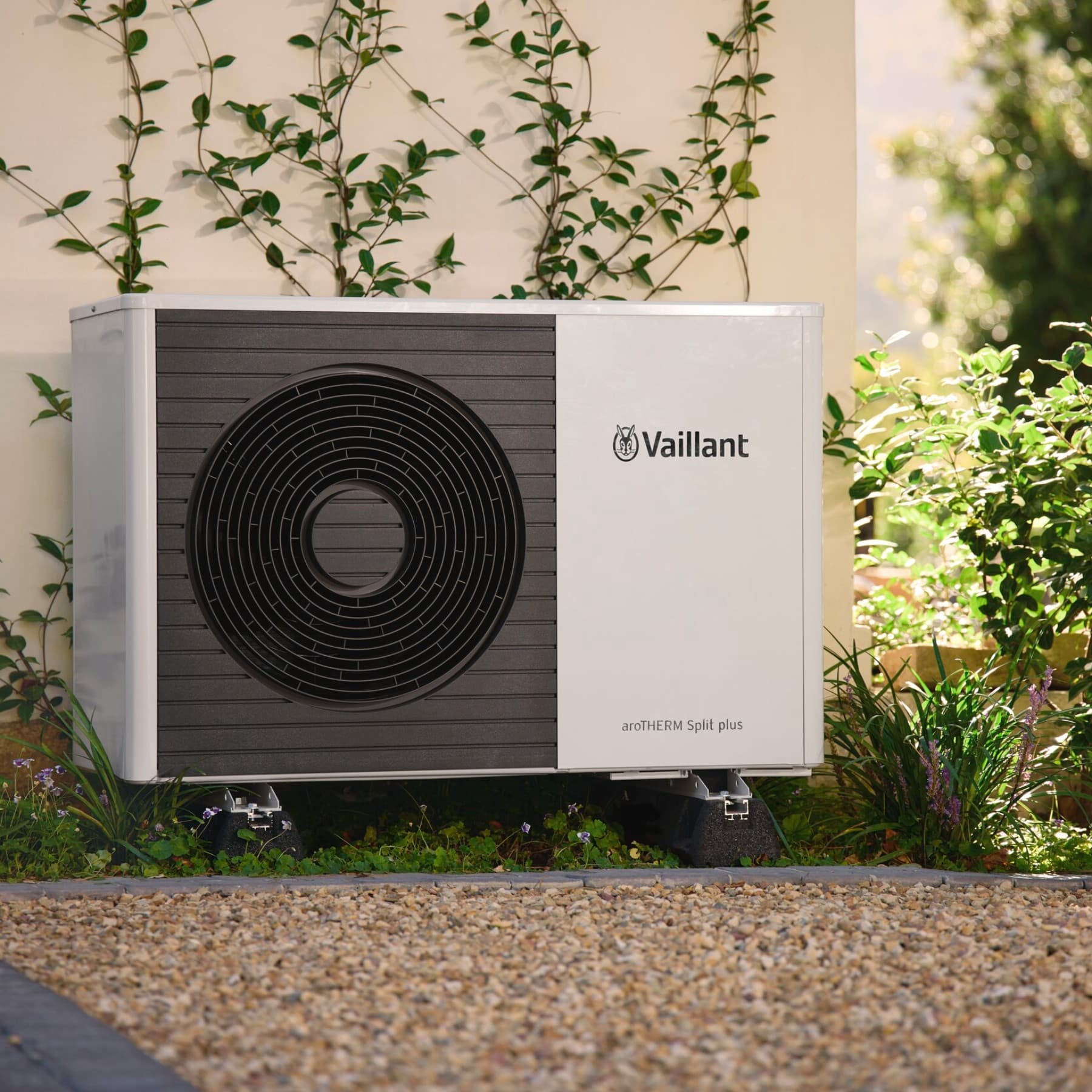 Heat pump in garden