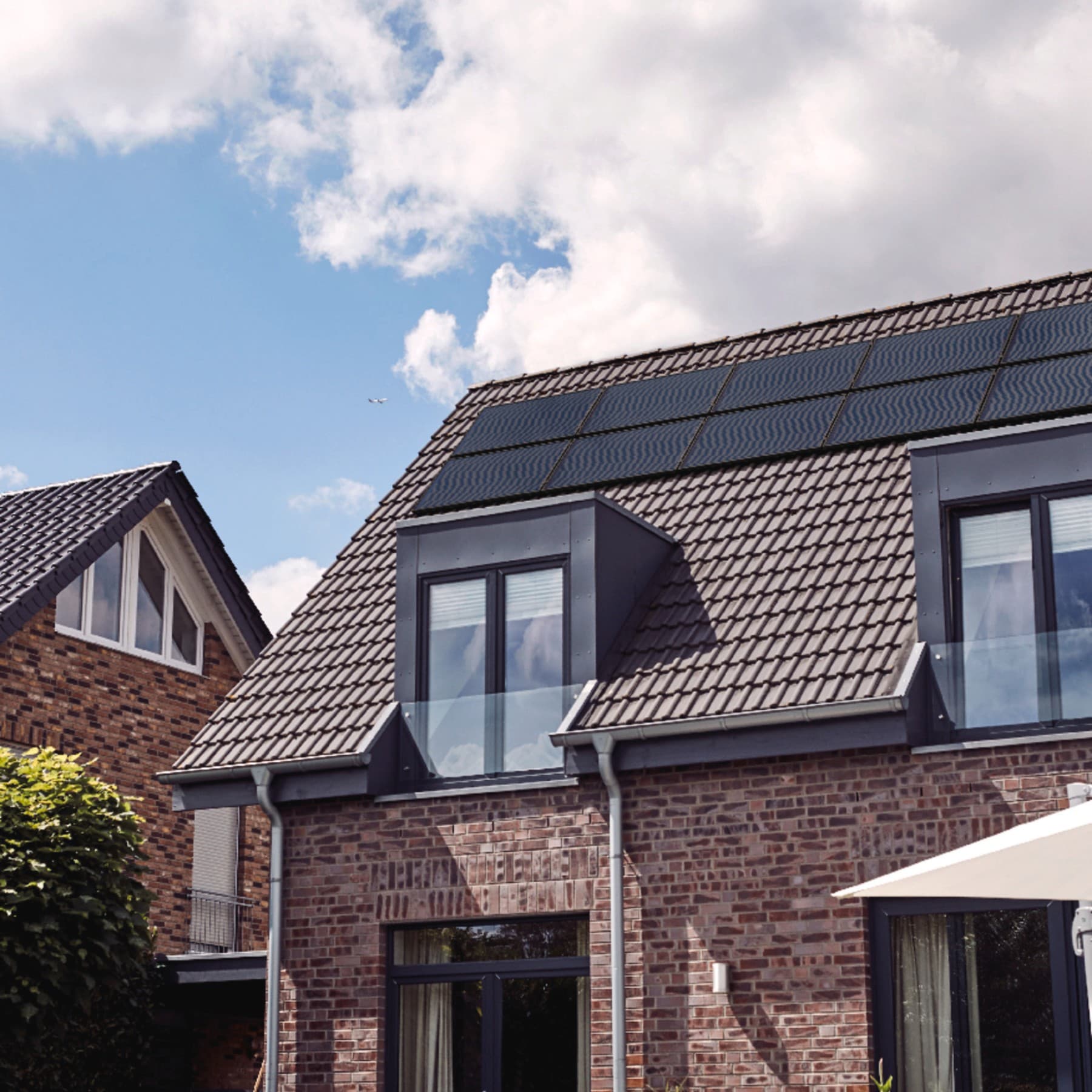 House with PV panels on the roof