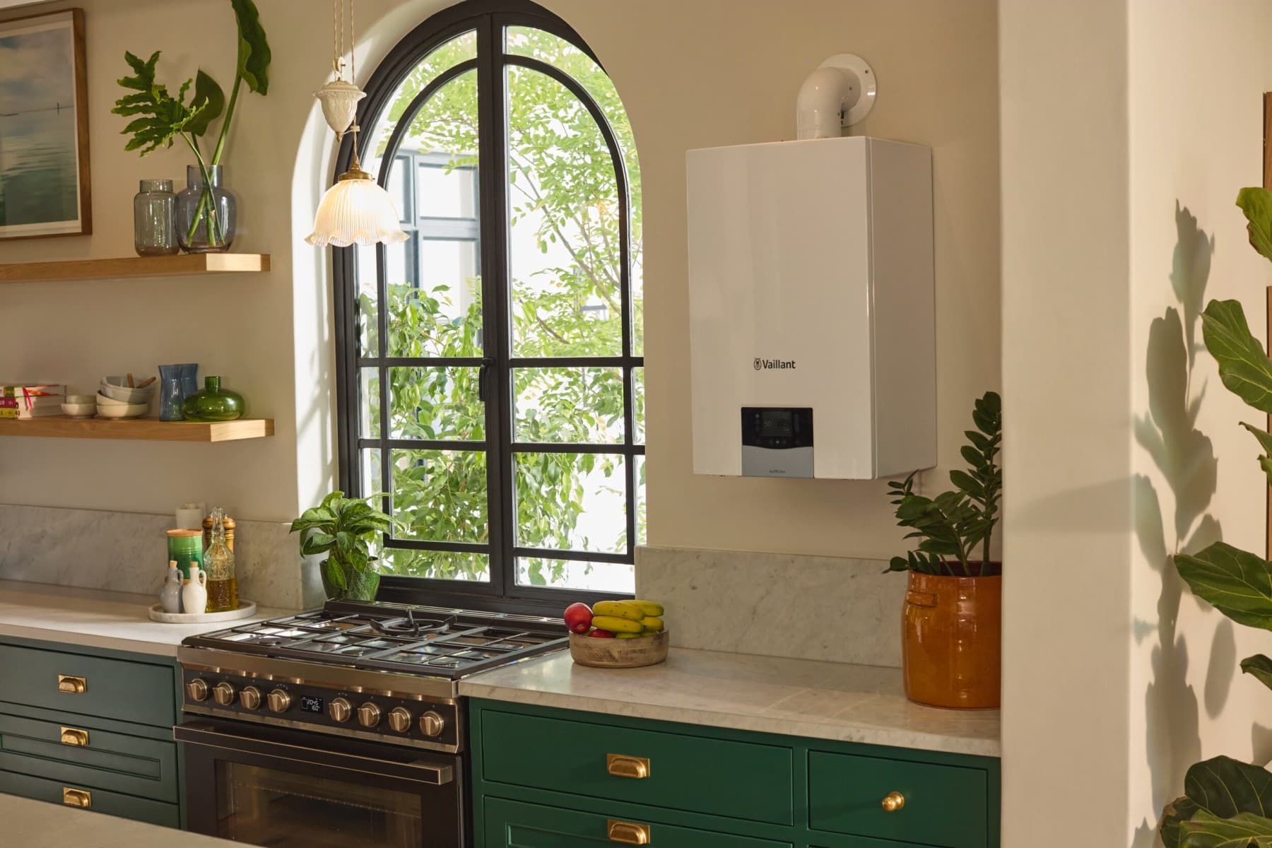 Wall-hung boiler in the kitchen