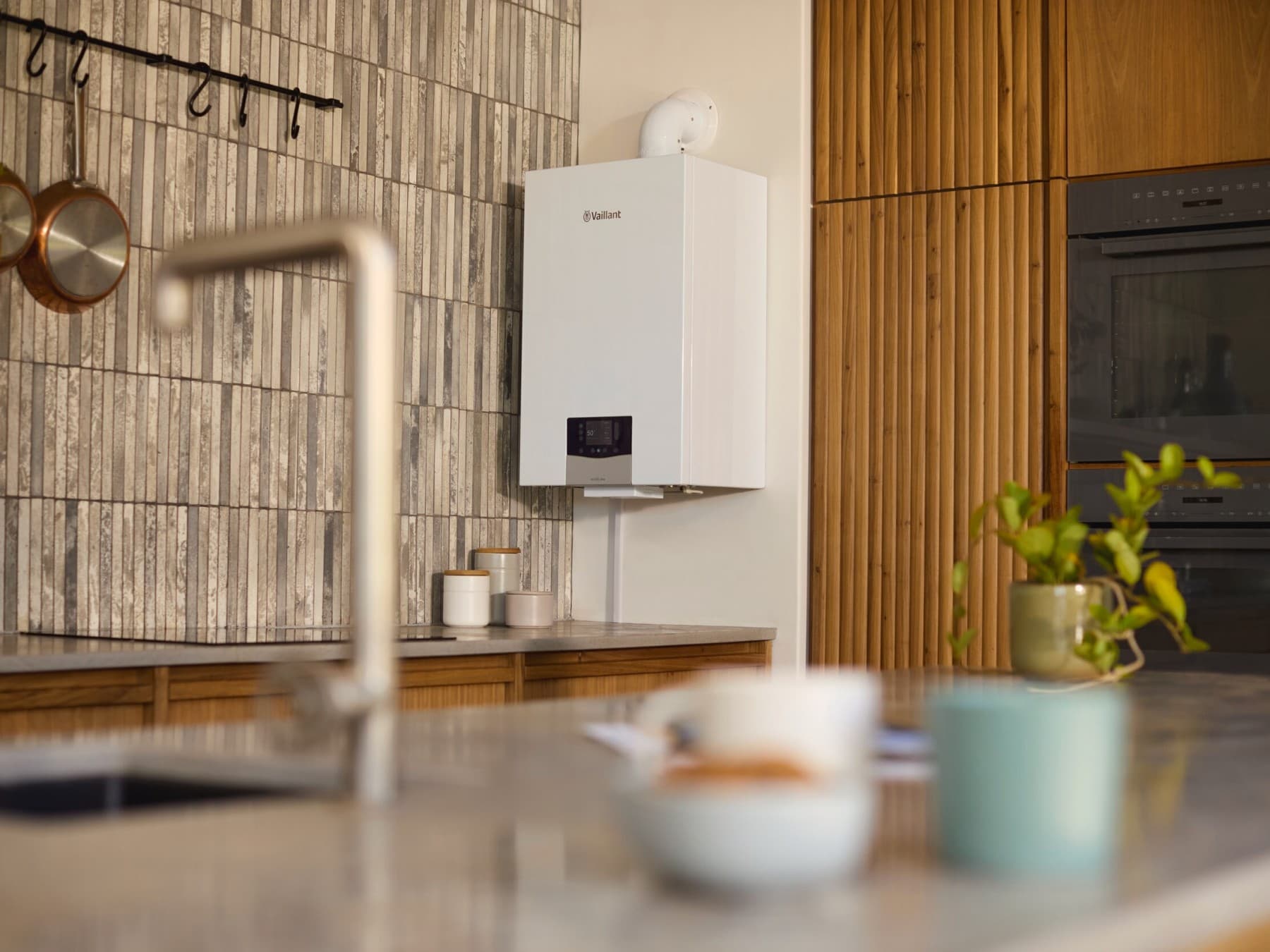 A boiler in a kitchen
