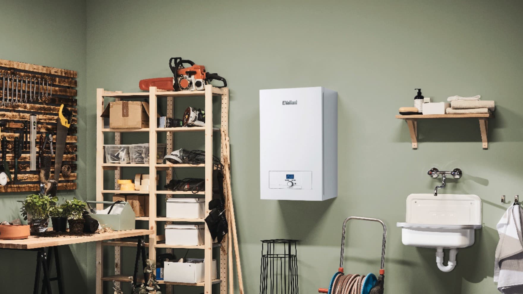 Electric boiler in a ultility room